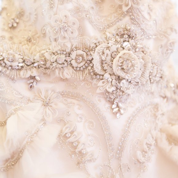 Lazaro Chandelier 3059 Beaded Strapless Wedding Gown Ivory - Picture 5 of 12